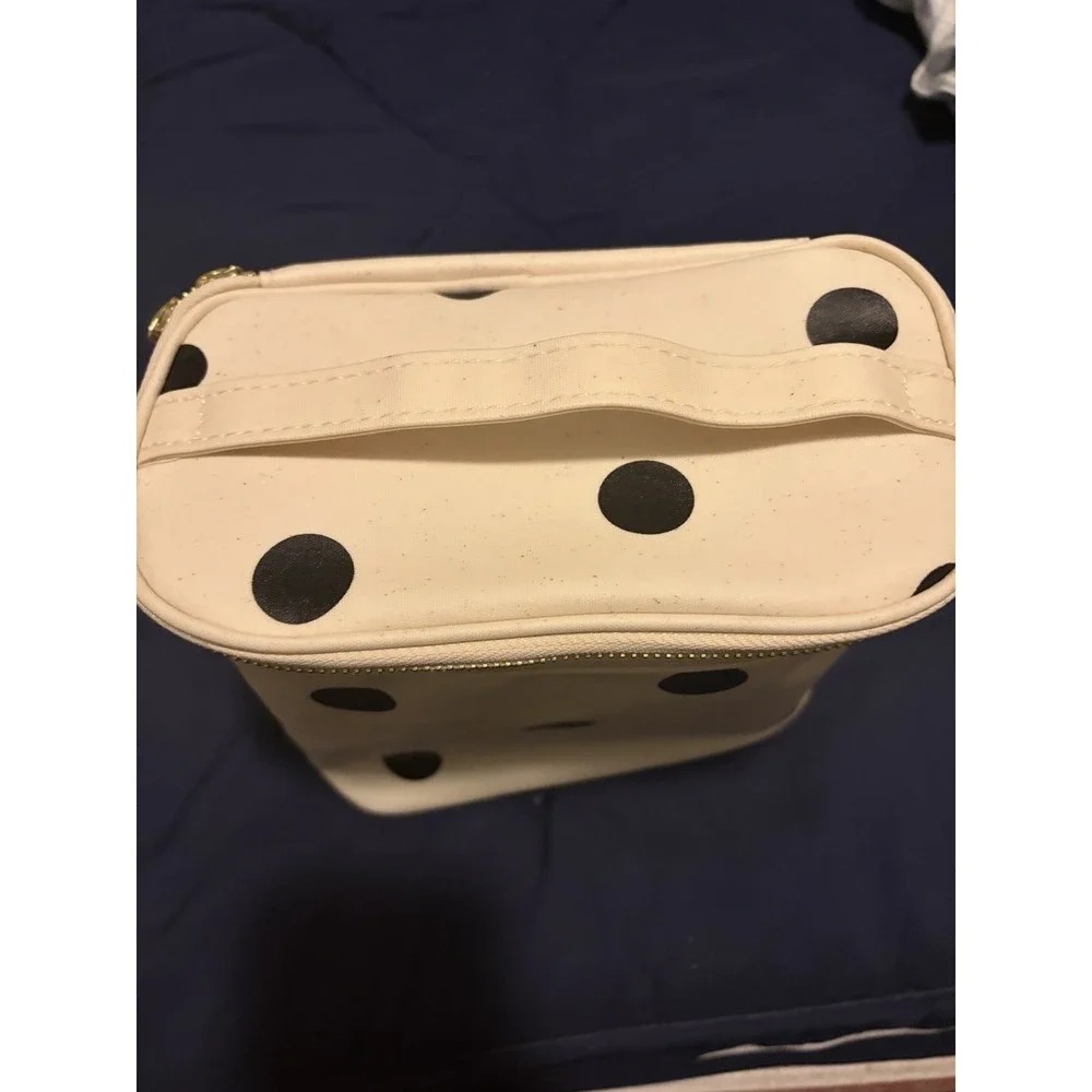 Kate Spade New York Polka Dot “Lunch” Beige & Black Insulated Lunch Box Tote Bag